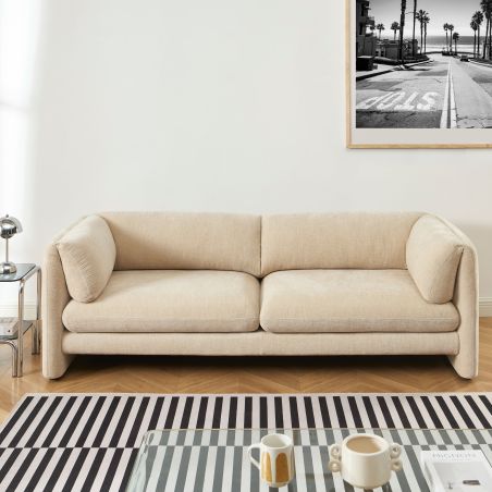 Ensemble canapés droits fixes 3+2 NIKKI velours texturé beige
