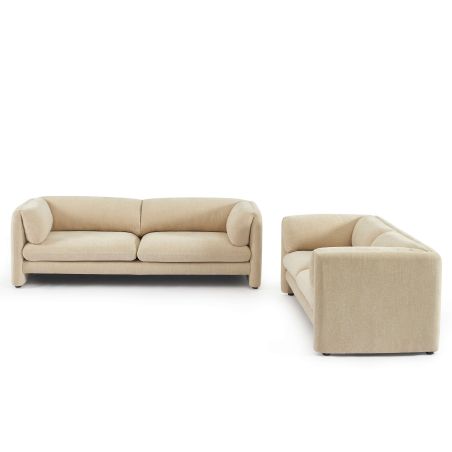 Ensemble canapés droits fixes 3+2 NIKKI velours texturé beige