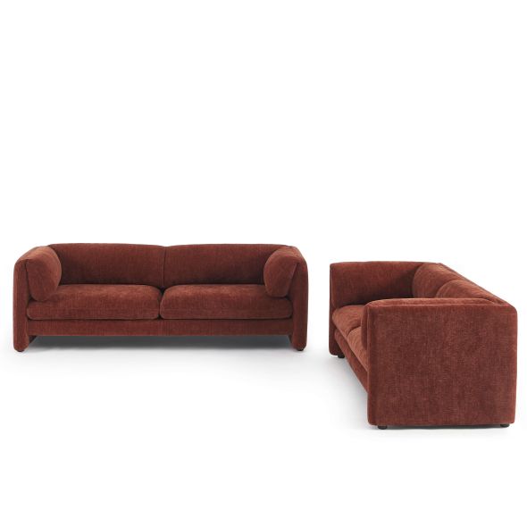 Ensemble canapés droits fixes 3+2 NIKKI velours texturé terracotta