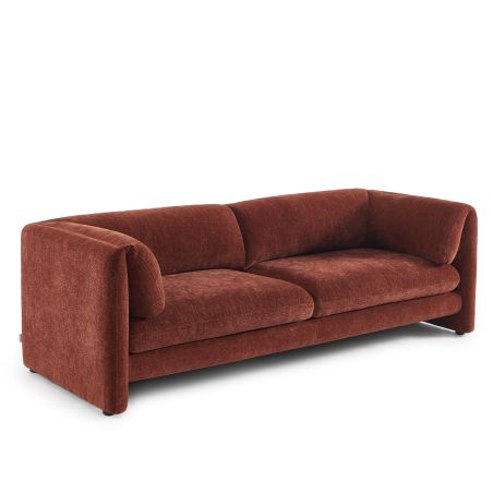 Ensemble canapés droits fixes 3+2 NIKKI velours texturé terracotta