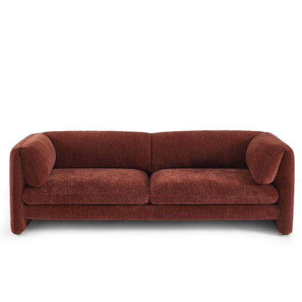 Ensemble canapés droits fixes 3+2 NIKKI velours texturé terracotta