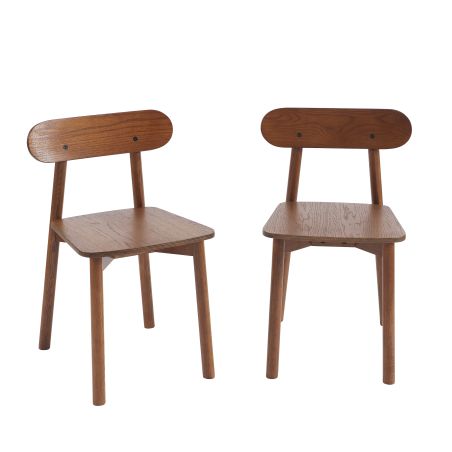 Lot de 4 chaises CELESTE chêne massif couleur noyer et pieds en placage chêne