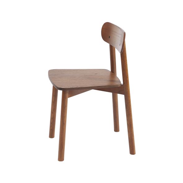 Lot de 4 chaises CELESTE chêne massif couleur noyer et pieds en placage chêne