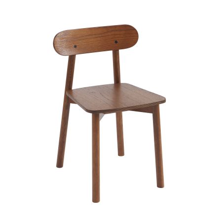 Lot de 6 chaises CELESTE chêne massif couleur noyer et pieds en placage chêne