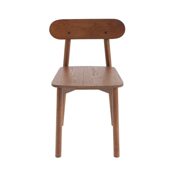 Lot de 6 chaises CELESTE chêne massif couleur noyer et pieds en placage chêne