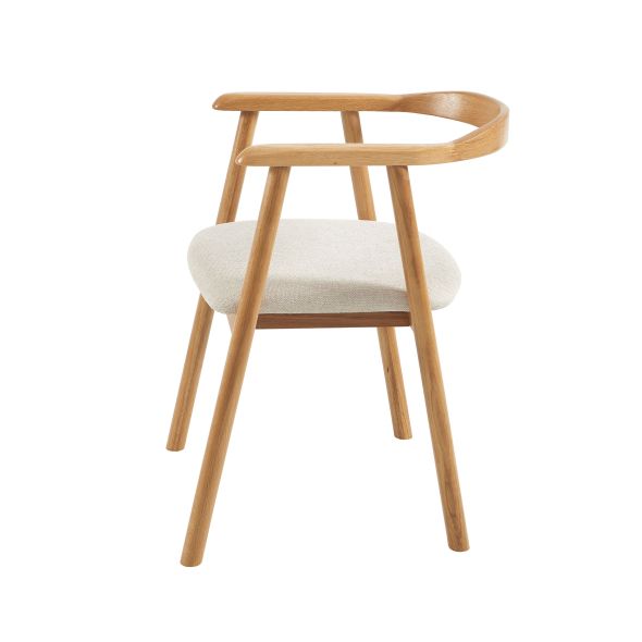 Lot de 4 chaises LORENZ chêne massif et tissu beige