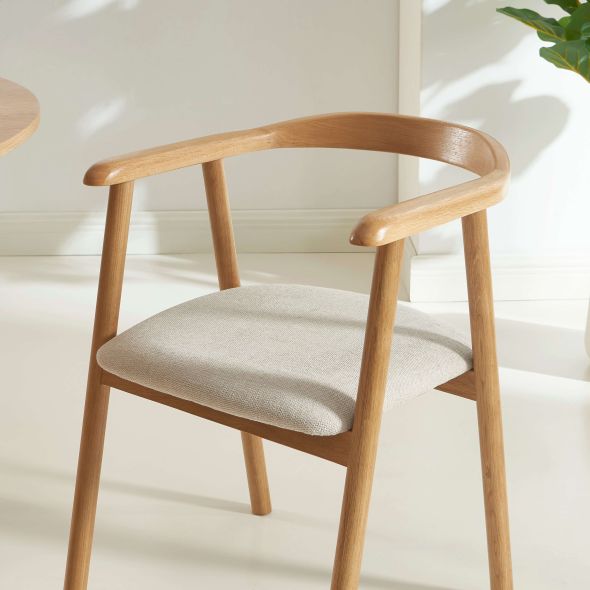 Lot de 6 chaises LORENZ chêne massif et tissu beige