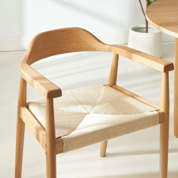 Lot de 4 chaises MARTIE chêne massif et corde