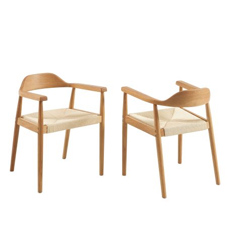 Lot de 4 chaises MARTIE chêne massif et corde