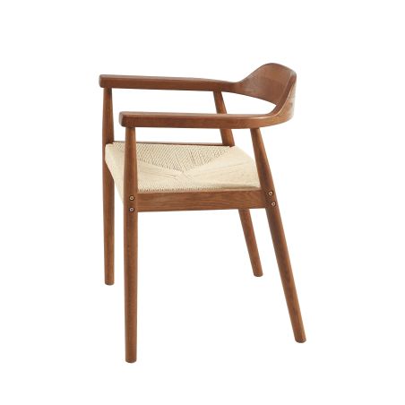 Lot de 6 chaises MARTIE chêne massif couleur noyer et corde