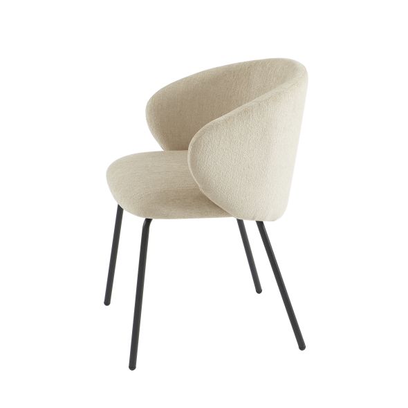Lot de 4 chaises CASSIE tissu chenille beige et pieds métal noir