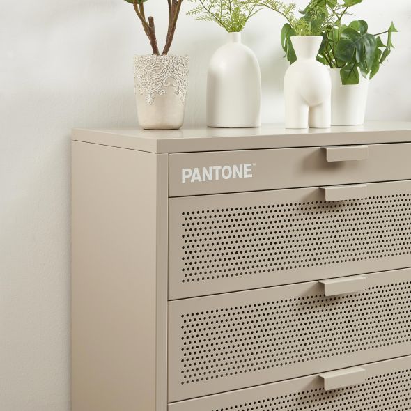 Commode PANTONE 4 tiroirs métal taupe 80cm