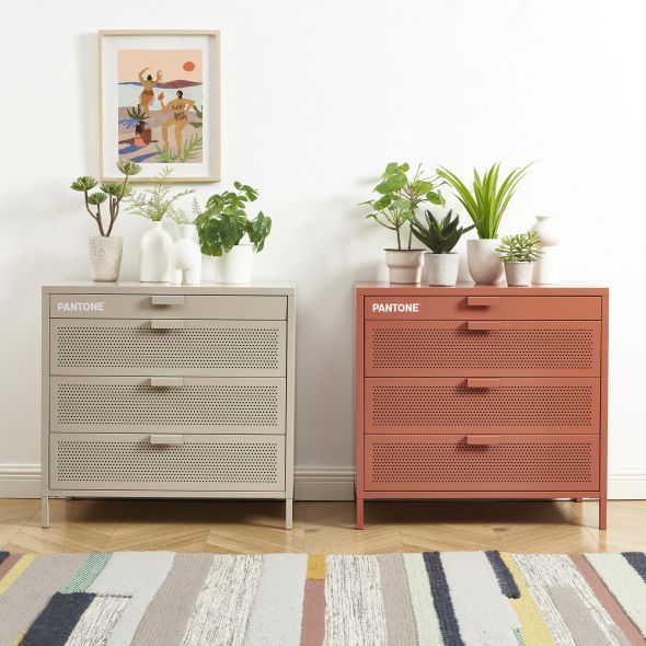 Commode PANTONE 4 tiroirs métal taupe 80cm