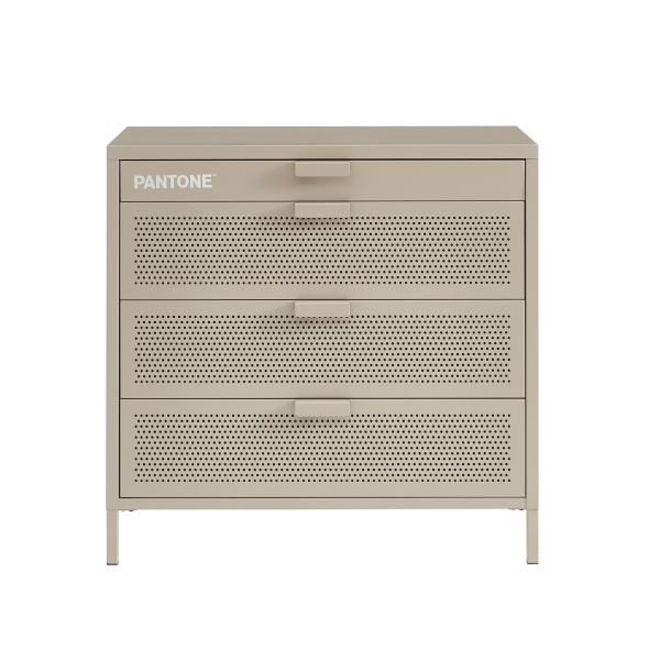 Commode PANTONE 4 tiroirs métal taupe 80cm