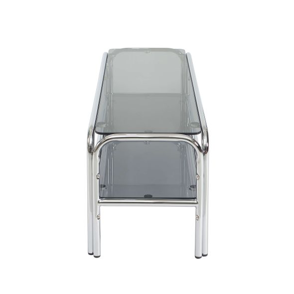 Meuble TV MAGGY verre trempé noir structure en chrome