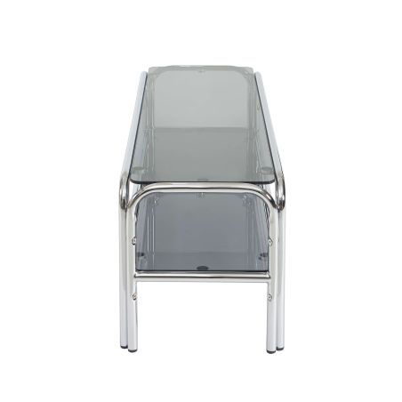 Meuble TV MAGGY verre trempé noir structure en chrome
