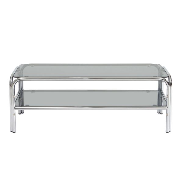 Meuble TV MAGGY verre trempé noir structure en chrome