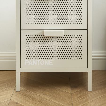 Table de chevet PANTONE métal beige sable double tiroirs 40cm