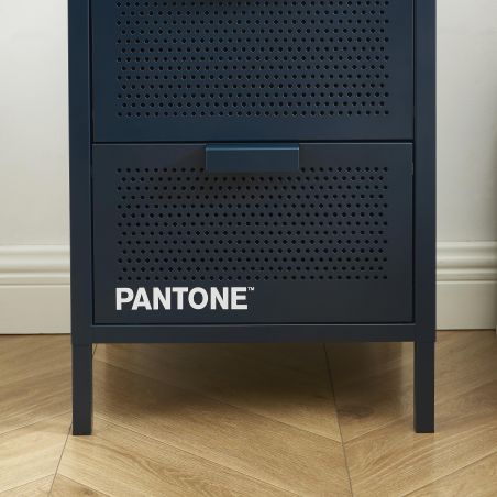 Table de chevet PANTONE métal bleu nuit double tiroirs 40cm