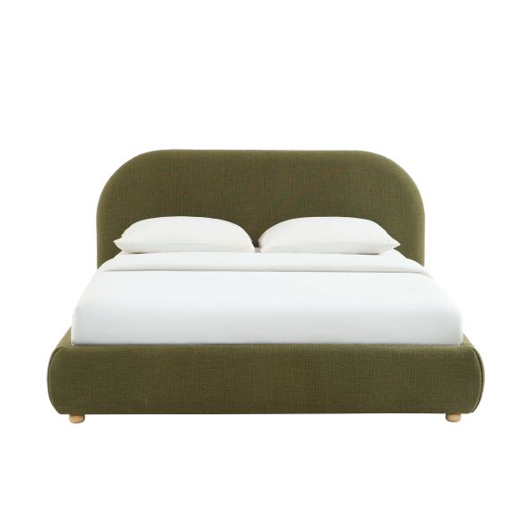 Lit coffre JELLY 140x190 tissu bouclette vert sommier inclus