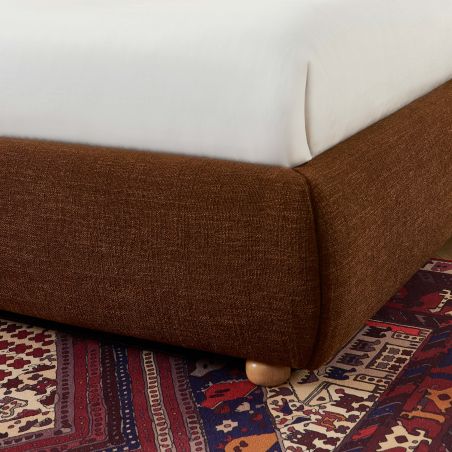 Lit coffre JELLY 140x190 tissu bouclette marron sommier inclus