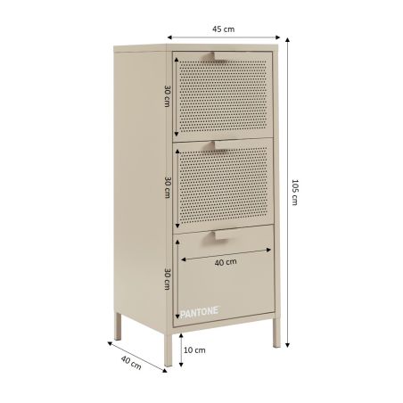 Caisson de bureau PANTONE métal taupe 3 tiroirs h105cm