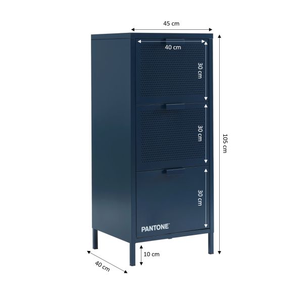 Caisson de bureau PANTONE métal bleu nuit 3 tiroirs h105cm