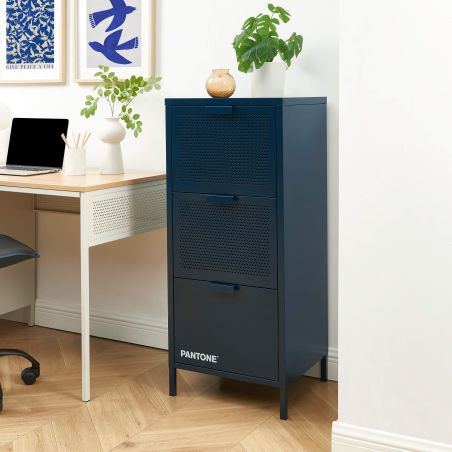 Caisson de bureau PANTONE métal bleu nuit 3 tiroirs h105cm