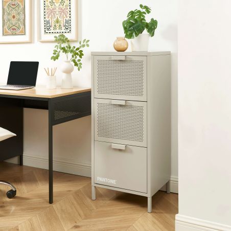 Caisson de bureau PANTONE métal beige sable 3 tiroirs h105cm