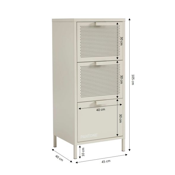Caisson de bureau PANTONE métal beige sable 3 tiroirs h105cm
