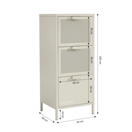 Caisson de bureau PANTONE métal beige sable 3 tiroirs h105cm