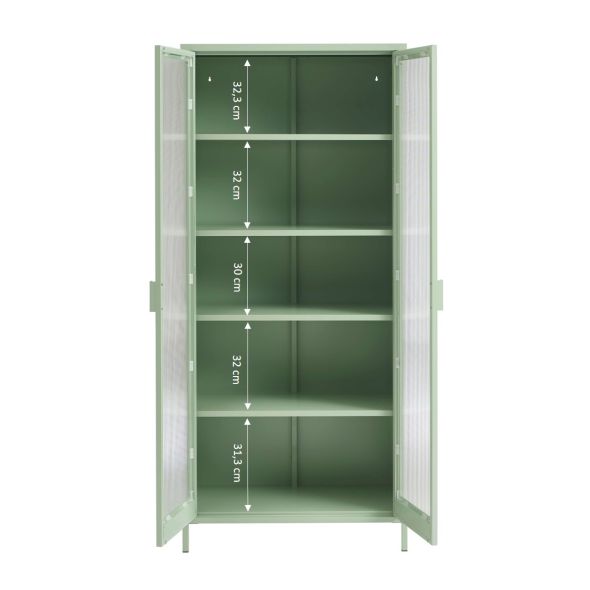 Vaisselier PANTONE en verre cannelé et métal vert amande h180cm