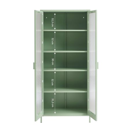 Vaisselier PANTONE en verre cannelé et métal vert amande h180cm