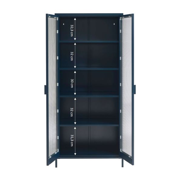 Vaisselier PANTONE en verre cannelé et métal bleu nuit h180cm