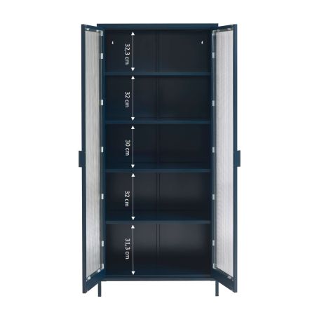 Vaisselier PANTONE en verre cannelé et métal bleu nuit h180cm