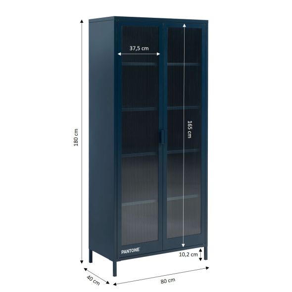 Vaisselier PANTONE en verre cannelé et métal bleu nuit h180cm