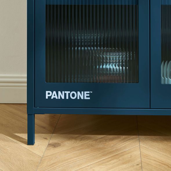 Vaisselier PANTONE en verre cannelé et métal bleu nuit h180cm