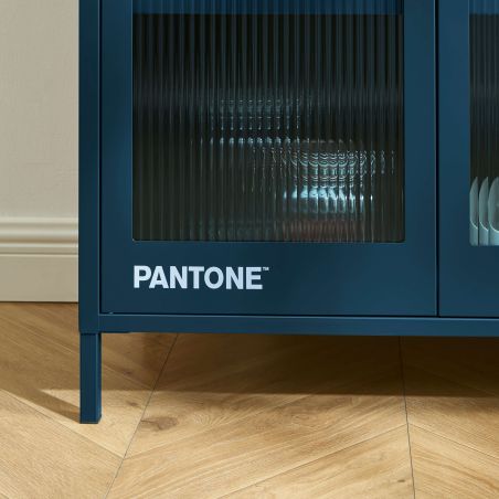 Vaisselier PANTONE en verre cannelé et métal bleu nuit h180cm