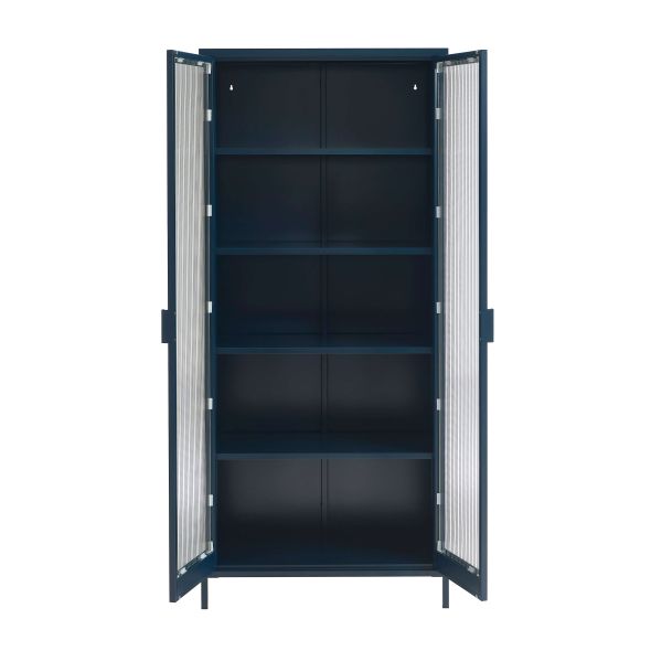Vaisselier PANTONE en verre cannelé et métal bleu nuit h180cm