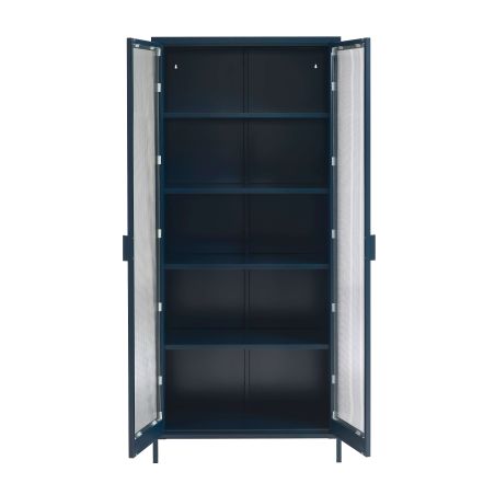 Vaisselier PANTONE en verre cannelé et métal bleu nuit h180cm
