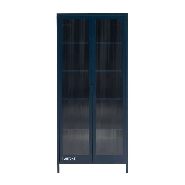 Vaisselier PANTONE en verre cannelé et métal bleu nuit h180cm