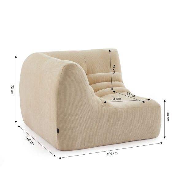 Canapé modulable JANIS 5 places velours beige