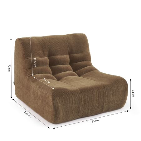 Canapé modulable JANIS 5 places velours marron