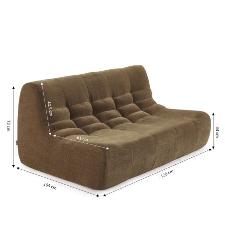 Canapé modulable JANIS 5 places velours marron