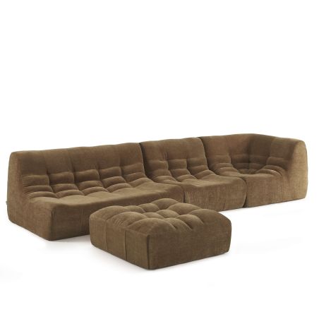 Canapé modulable JANIS 5 places velours marron