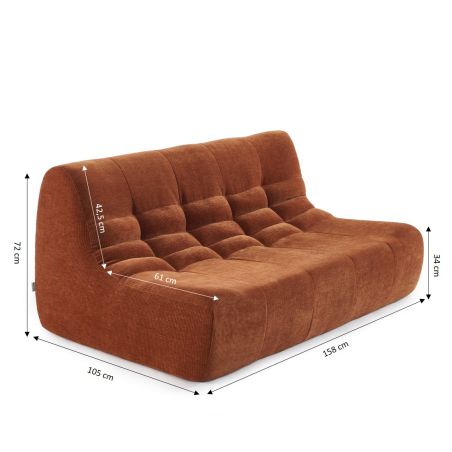Canapé modulable JANIS 5 places velours terracotta