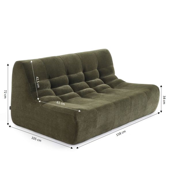 Canapé modulable JANIS 5 places velours vert