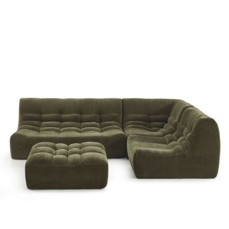 Canapé modulable JANIS 5 places velours vert