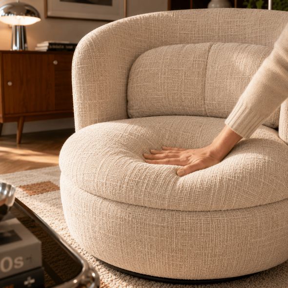 Fauteuil pivotant ANDER tissu beige