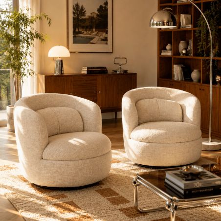 Fauteuil pivotant ANDER tissu beige